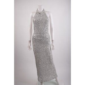 Pull&Bear Silver Sequin Midi Dress